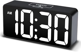 DreamSky DS312 Small Digital Alarm Clock - 2 Inch Large Display, Brightness Dimmer, USB Charging Port, Adjustable Volume for Bedroom Nightstand