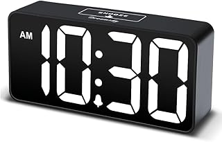 DreamSky Small Digital Alarm Clock for Bederoom, Large Big Numbers Display with Dimmer for Living Room, Electric Bedside Desk Clock with USB Charging Port, Adjustable Volume, USB-C Adapter Powered