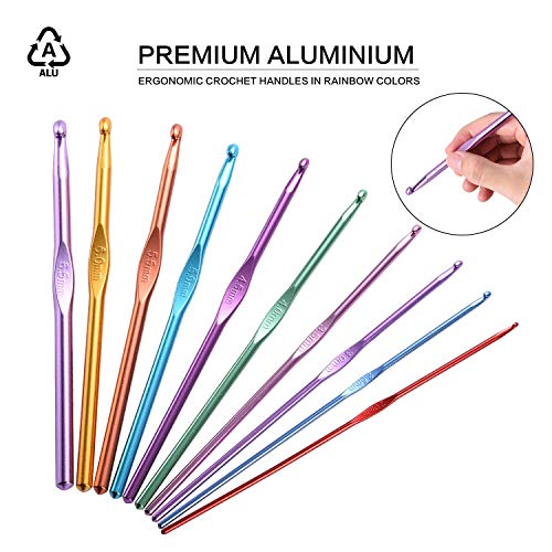 22 Pcs Aluminum Crochet Hooks, Knitting Needles Craft, Weave Yarn Set 0.6-6.5mm [Pink] - Thumbnail 5