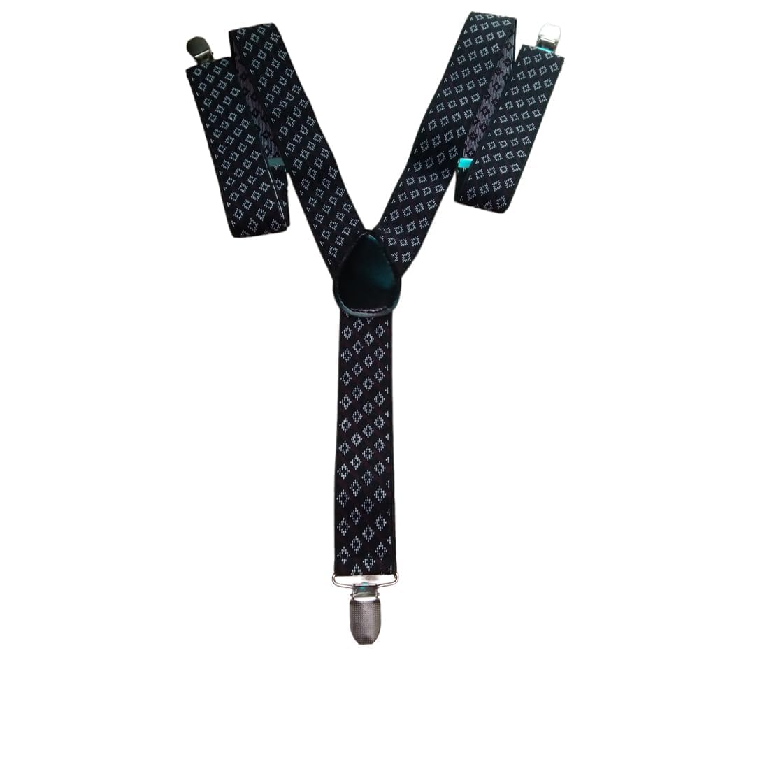 Men’s & Women’s Elastic Suspenders – Adjustable Y-Back Braces with Clip-On Design | Black & Red Pattern, Free Size