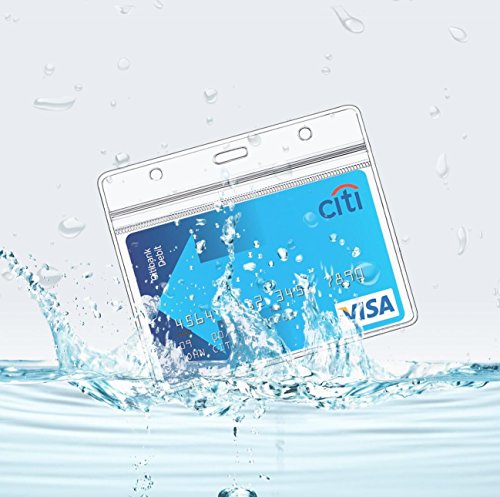 Id Badge Holder With Clip Clear Plastic Name Tag Holders Horizontal Ziplock Waterproof Pvc Id Card Holder With Clip Straps By Zhegui (25 Pack, Horizontal 2.3X3.5) #TOP4