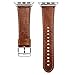 Apple Watch Leather Band, Icarercase Vintage Series Genuine Leather Watchband Strap Replacement iWatch Wristband Link Bracelet with Secure Metal Clasp Buckle for Apple Watch (Brown for 38mm)