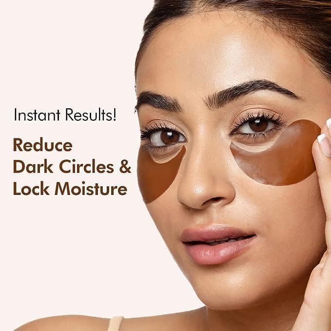 Image of Under Eye Patches with Green Tea & Collagen for Puffy Eyes, Hydrogel under eye patches with instant cooling serum - 30 Pairs [COFFEE]