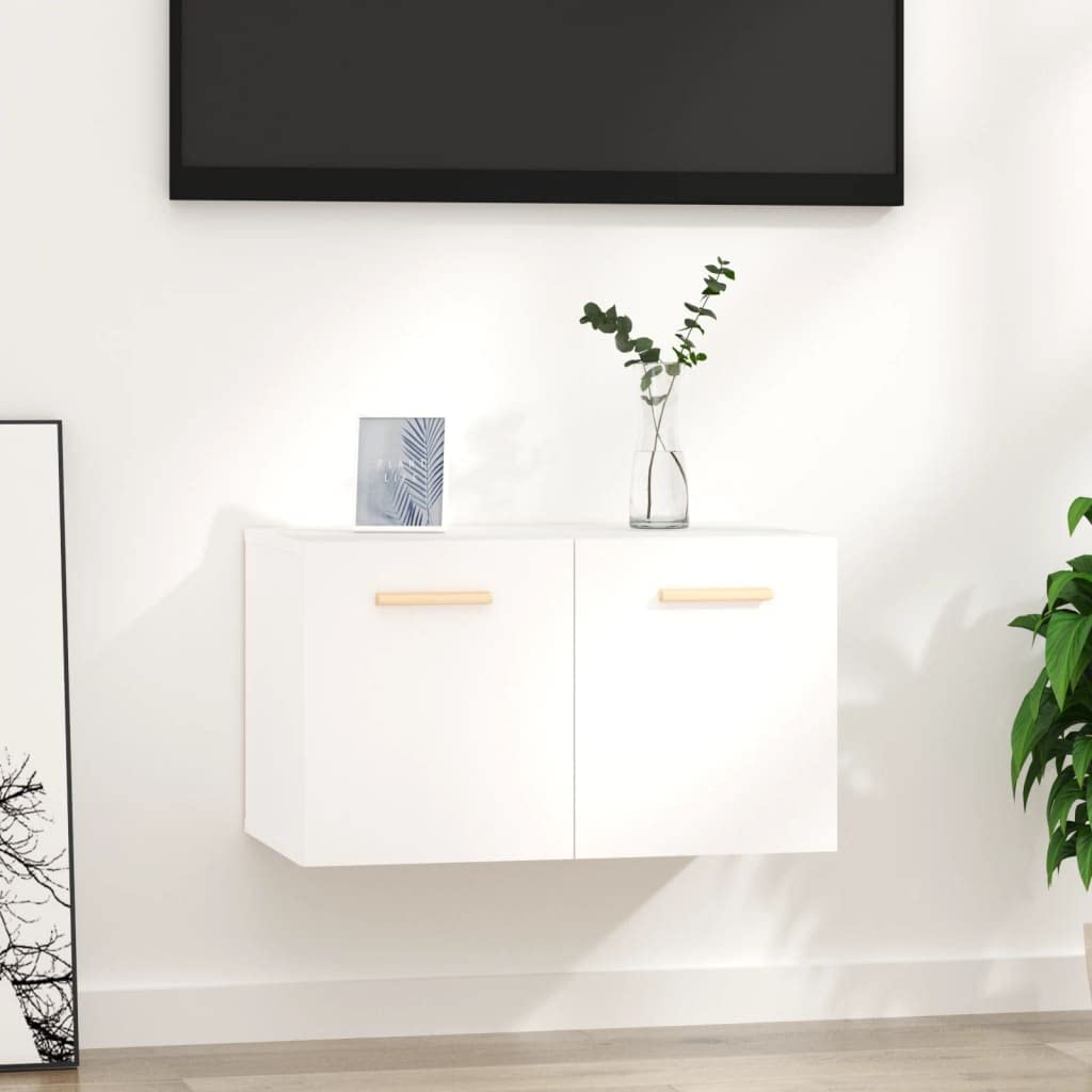 vidaXL Armario de Pared Estante Flotante Almacenaje Salón Sala de Estar Hogar Muebles Decoración Madera Contrachapada Blanco 60x36,5x35 cm