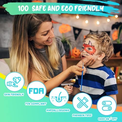 URAQT Glow Paint, 15 Colori Pittura Corpo Face Painting, Color Body Paint Trucchi Neon, Sicuro e Non Tossico, Trucchi Fluo Truccabimbi per Halloween, Feste, Cosplay