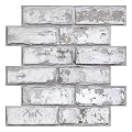COMSTICKC 3D Faux Brick Peel and Stick Wall Covering,10 Pcs 12"X12" Not Real Brick, Small Size Thin PVC Self Adhesive Brick Wall Panels, Paintable Decorative Tiles, Vintage White