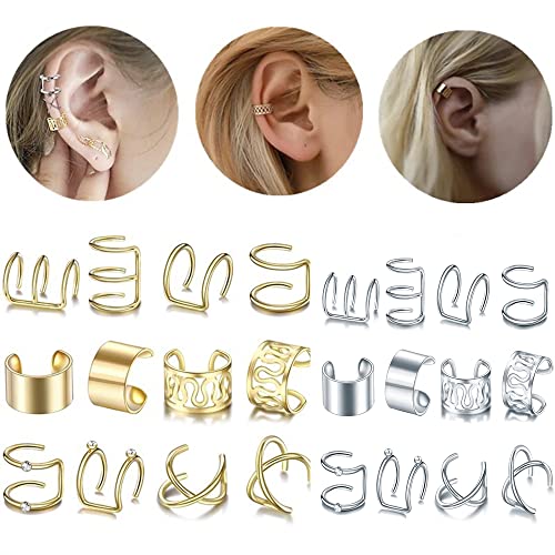 24 Pcs Gold Silver Hair Braids Dreadlock Non-Piercing Ear Clip Beard Beads Cuffs Clip Hair For Women Men Hair Accessories Styling Jewelry Tools #TOP1