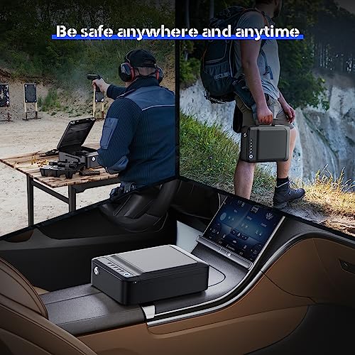 Onnais Alloy Se Portable Gun Safe, Biometric Gun Safe For Pistols, Fingerprint Handgun Safe With Keys, Keypad, Pistol Safe For Travel Nightstand Beside Home #TOP3