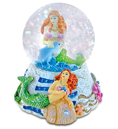 Cota Global Mermaid Stone Snow Globe - Sparkly Water Globe Figurine With Sparkling Glitter, Collectible Novelty Ornament For Home Decor, For Birthdays, Christmas, And Valentine's Day #TOP10