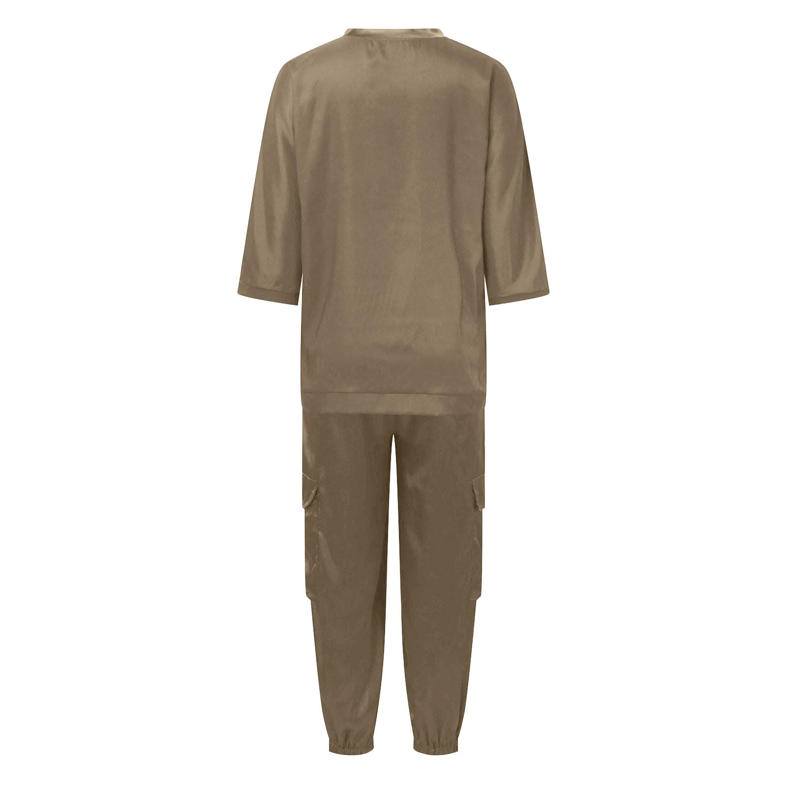Ensemble Haut et Pantalon en Satin Lisse pour Femme, Tenue décontractée en Satin 2 pièces, Jogging à Manches Courtes, Ensemble Femme Chic et Elegant, Ensemble Jogging Femme