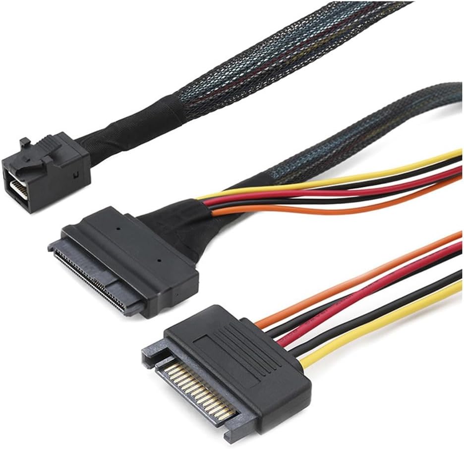 Wbudowany Kabel 12G Mini SAS HD do U.2 36P SFF-8643 do SAS U.2 SFF-8639 z 15-Pinowym Zasilaczem, Odpowiedni do Dysków SSD U.2
