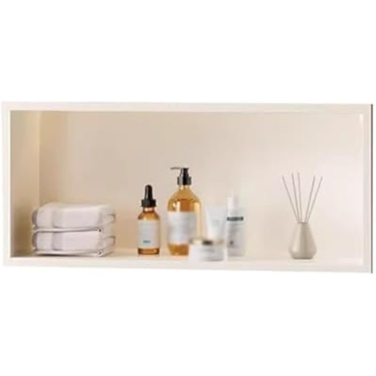 VITIWEDTY Waterproof Stainless Steel Shower Niche Large Capacity Recessed Shelf Organizer Wall Inserted Metal Storage Caddy Cream 920X280X125MM