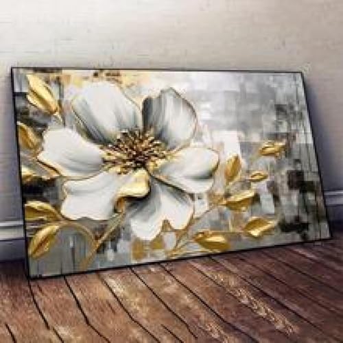 Affiches peinture fleurs dorées style vintage chic de salon
