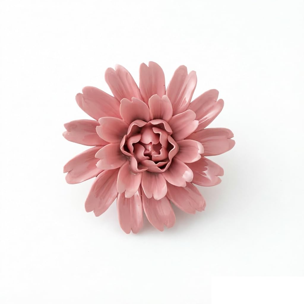 AMERRY Pink,Gerbera, 3.54",Ceramic Flowers Wall Art,3D Artificial Flower Wall Art Décor ，Handmade Wall Art Hanging Sculpture， Porcelain Flower Wall Décor for Home，Hallway