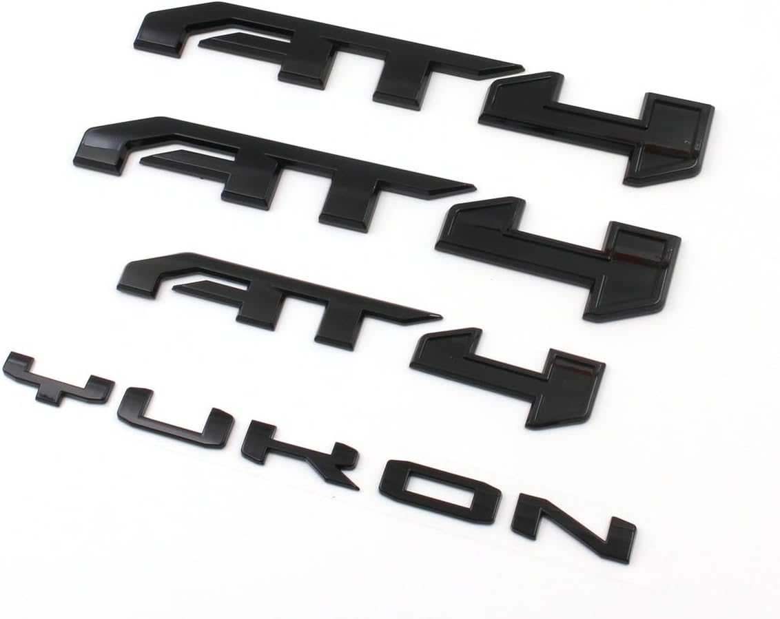 4PCS Set Door Rear AT4 Yukon Emblems Letters Compatible with 2021-2025 Yukon Yukon XL (Gloss Black)
