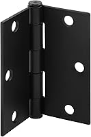 Prime-Line U 1150283 Matte Black Residential Door Hinges, 3-1/2" Square Corner Smooth Pivot Steel, 3-Pack with Screws