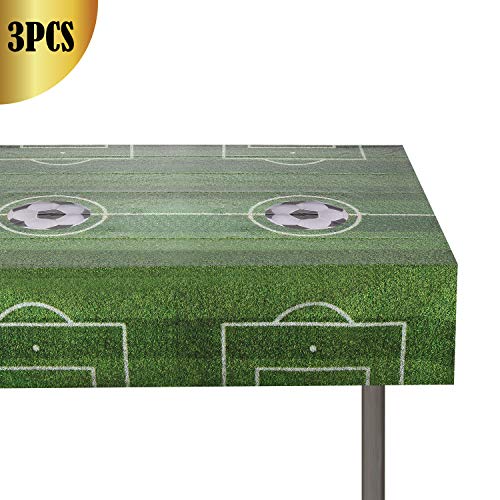 Soccer Ball Party Supplies 3PC 54x108Inches Soccer Plastic Tablecloth Waterproof Disposable Table Cover