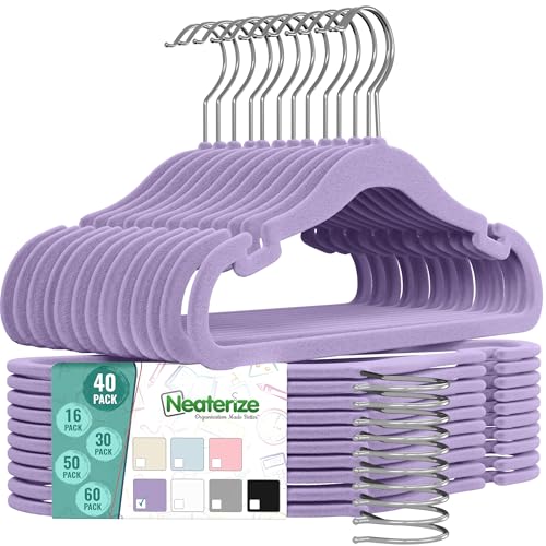 Image of Velvet Hangers for Kids (40, Purple)