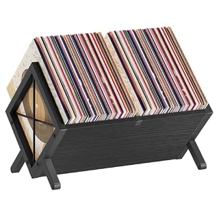 Vinyl Record Holder, Record Storage Rack Holds 80-100 LP,Wooden and Metal Record Organizer, Quick Assembly Magazine Holder Vinyl Record Display Stand for CDs, Magazine, Albums, Black CJ06BB - Les Beatles, Paul McCartney, John Lennon, RIngo Starr, George Harrison