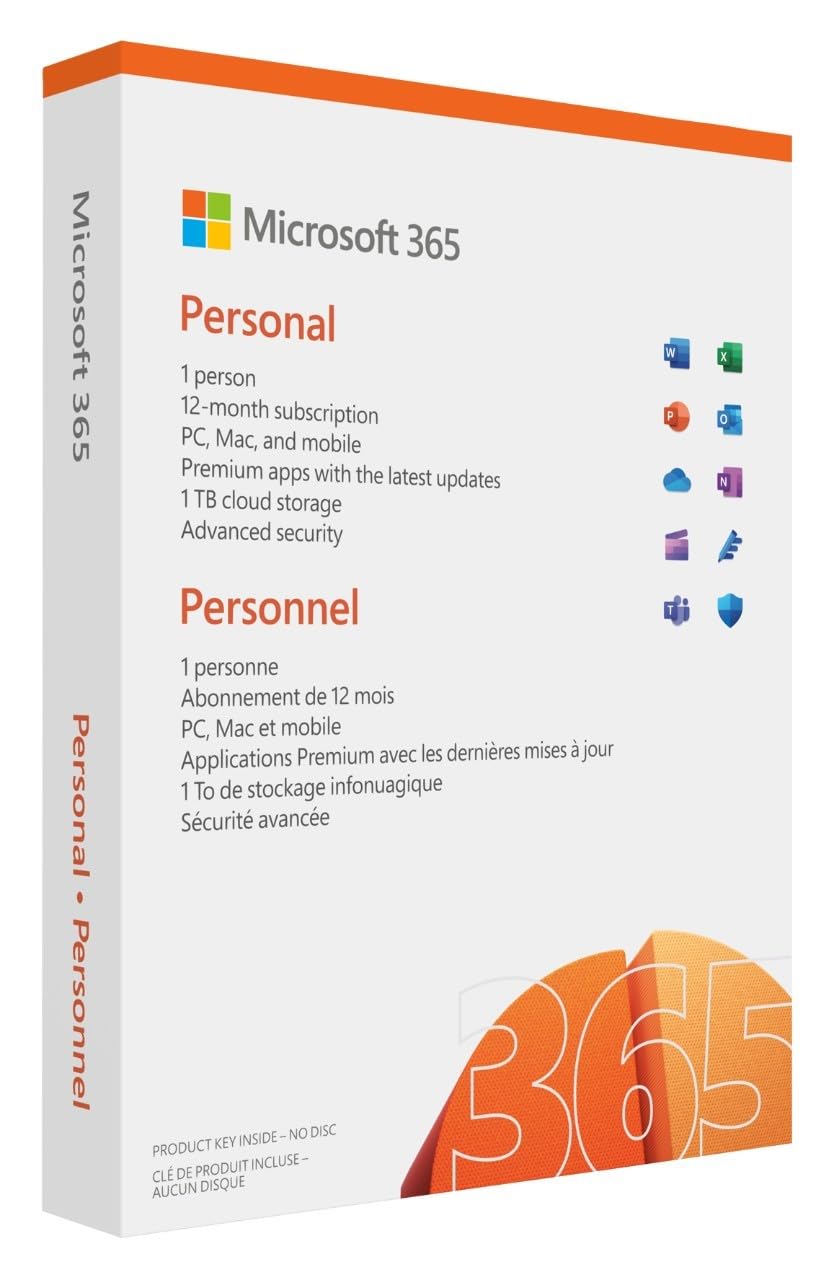 마이크로소프트 365 퍼스널 | 오피스 365 앱 | 1인 | 1년 | PC 및 MAC 태블릿과 스마트폰 | 상자