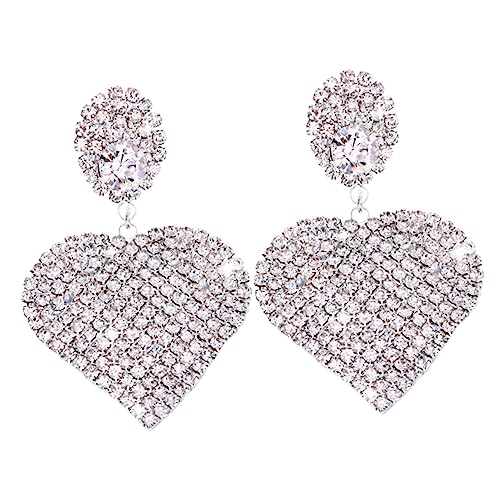 DEARMAMY 1 Par De Pendientes De Corazón De Diamantes De Imitación De La Tapa Pendientes De Aro De Perlas Pendientes De Moda Pendientes De Pendientes Creativos Pendientes