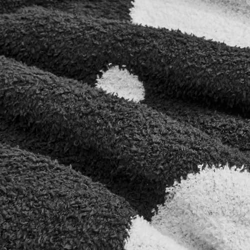 Image of CozeCube Reversible Knitted Throw Blanket, Black White Polka Dot, 50 inchx60 inch