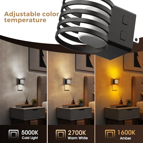 Image of L LOHAS LED Night Light, 4 Pack 3CCT Night Lights Plug into Wall, Amber /3000K /5000K Adjustable Color Temperature Night-Lights, Dimmable Nightlight with Dusk to Dawn Sensor for Bedroom Hallway Bathroom
