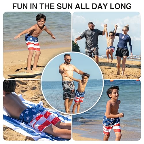 Image of Kanu Surf Boys' Victor Stripe Quick Dry Beach Board Shorts Swim Trunk