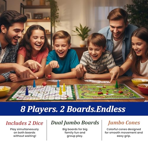 Image of Family Fun 4-in-1 Jumbo Board Game Combo | Ludo, Snakes & Ladders, Cricket & Car Racing | Indoor-Outdoor Travel Game | Best Gift for Kids, Friends & Adults