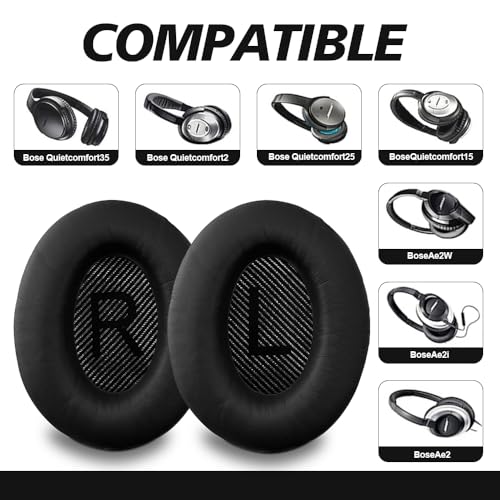 Replacement Earpads Cushions Ear Pads Earmuffs for Bose Quiet Comfort 35 QC35 35 II Headphone Headset with Softer Leather Protein Leather Noise Isolation miniatura 3