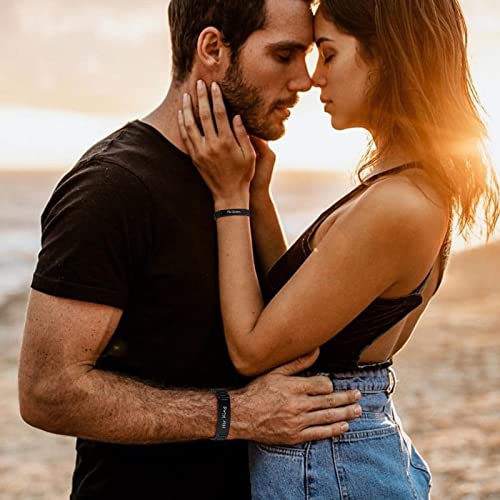 MEALGUET Pinky Promise His & Hers Stainless Steel Custom Love Quote Couple Link Bracelets Wristband for Lover Husband Wife Boyfriend Girlfriend,Valentine's Day Gift4