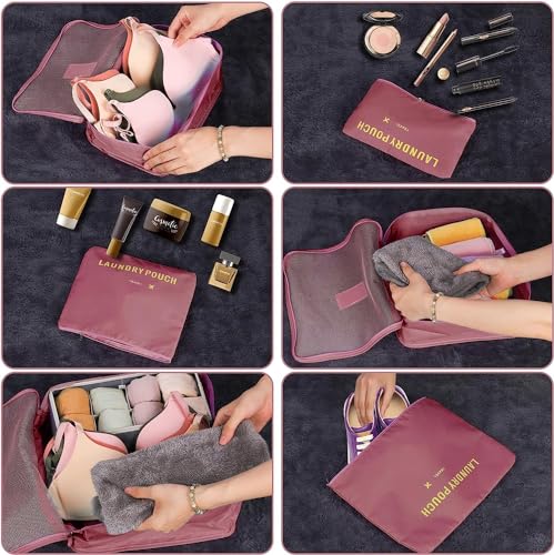 Image of Travel Organizer, Packing Cubes for Travel, Toiletry Bag, Packing Bags for Clothes, Travel Essentials, Maroon