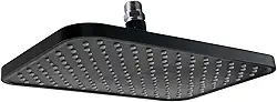 Ducha 30x20 cm Flatt Preto Fosco Retangular ABS c/Niple Teto