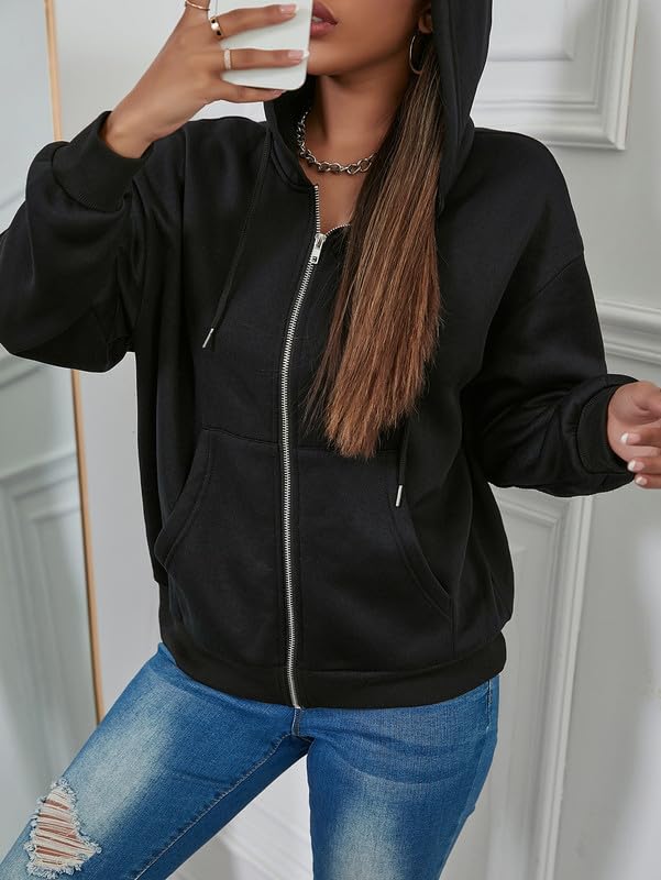 Image of Imsa Moda Women's Polycotton Fleece Plain Full-Zip Hooded Winter Jacket | Casual Hoodie with Kangaroo Pocket | Comfortable Warmwear