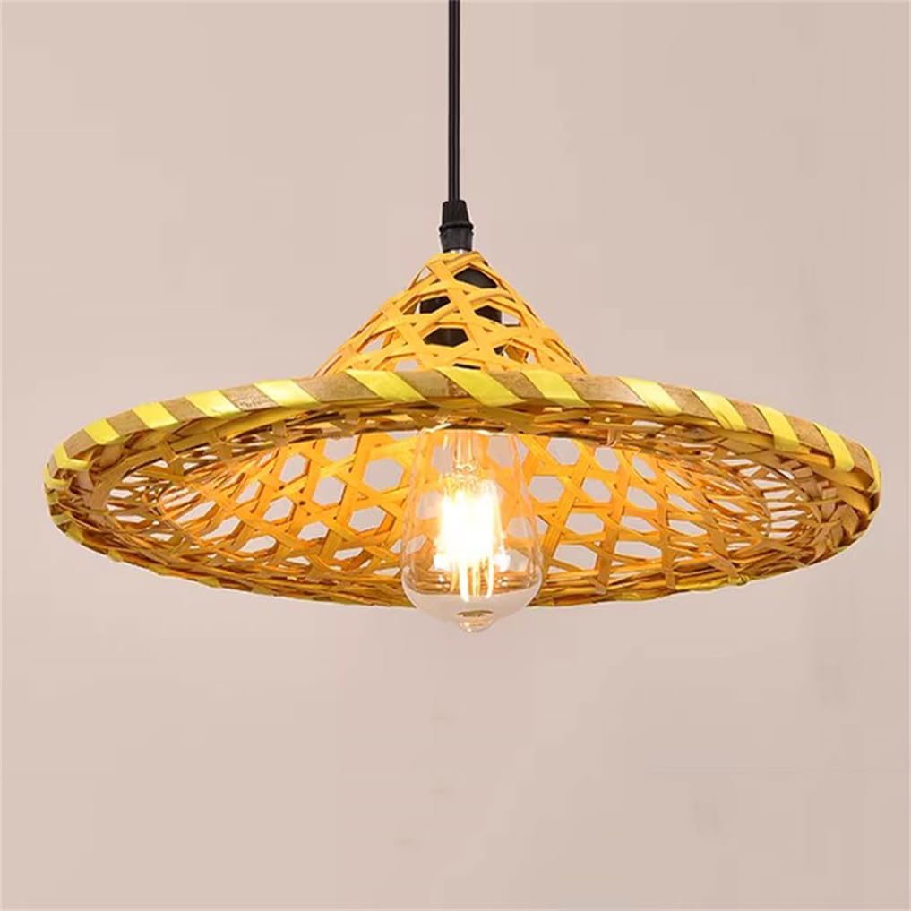 LQZCXMF Creative Hat Shape Pendant Light 1-Light Farmhouse Chandelier Rustic Handmade Weave Fixtures for Dining Table Primitive Lighting Fitting for Dining Room Living Room Porch Entryway, Foyer