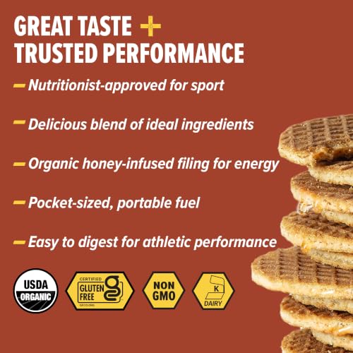 Image of Honey Stinger Organic Gluten Free Cinnamon Waffle, Energy Stroopwafel for Exercise, Endurance and Performance, Sports Nutrition for Home & Gym, Pre and Post Workout, 16.96 Ounces (Pack of 16)