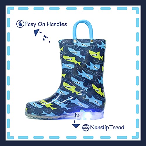 Image of Outee Toddler Kids Adorable Lightwight Waterproof Rain Boots Light Up by Steps