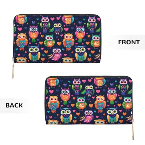 Cartoon Cute Owl Print Wallet Women Men, Long PU Leather Wallets for Women, Cute Womens Travel Wallet Purse Pouch with Zipper Pocket2