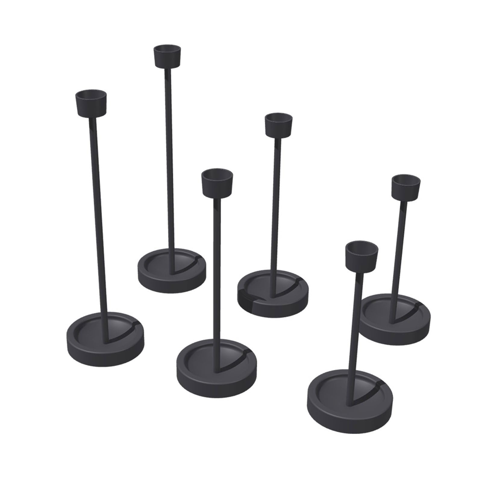 Yhplxyuus 6Pieces Black Metal Holders for Taper Stand Candlestick for Romantics Dinners and Holiday Decorations Black Metal Stand