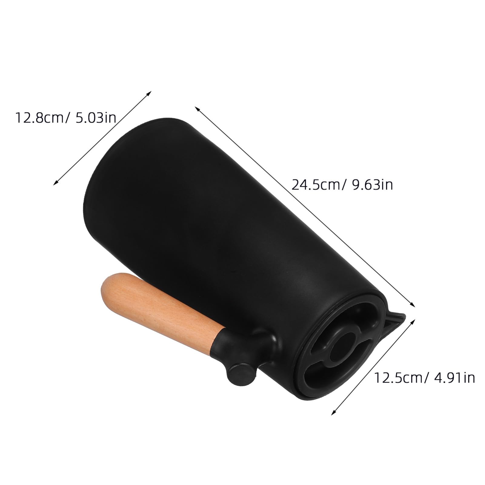 Pot Isolé 1l Poignée en Bois, Bouteille Isotherme Noire