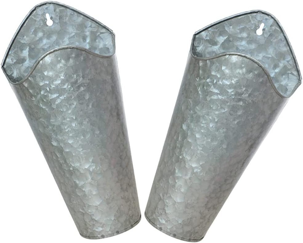 DOITOOL 2pcs Tin Flower Pot Flower Stand Hanging Galvanized Iron Galvanized Wall Planter Plant Holder Plant Decor Holder