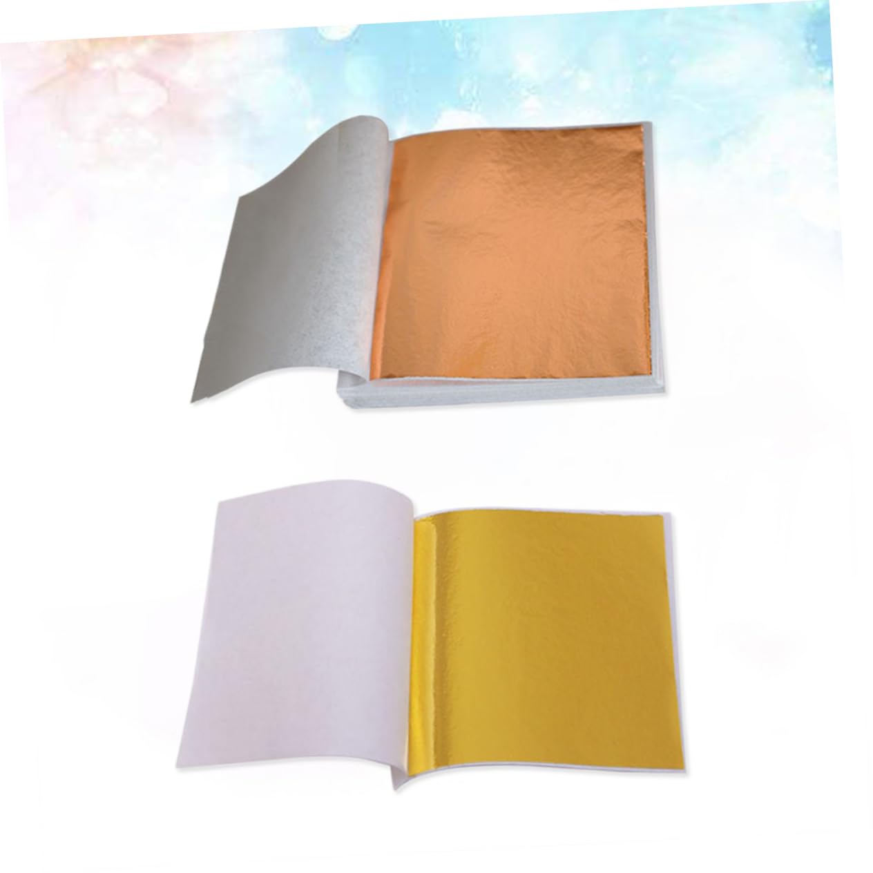 Abaodam 2sets Imitation Leaf Sheet Foil Paper for Manicure Foil Adhesive Paper Metal Leaf Gilding Sheets for Crafts Decorations 200sheets*2