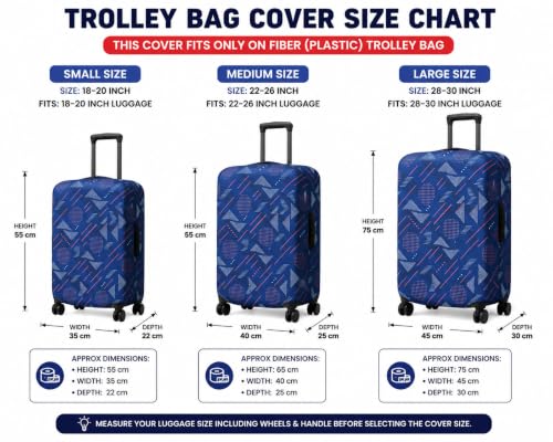Image of Printed Luggage Cover for Traveling Bag & Suitcase - Stretchable & Scratchproof Trolley Protector with Velcro Lock & Lightweight Washable Material(Suitcase Not Included, Only Cover in Product)