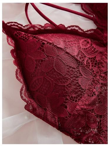 Image of Verdusa Women's Lingerie Sets 6 Piece Lace Bow Floral Underwear Bras Wireless Padded Bra and Panty Set