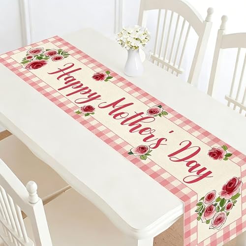 Happy Mother's Day Table Runner Flower Dining Table Runner Decoration, Kitchen Dining...