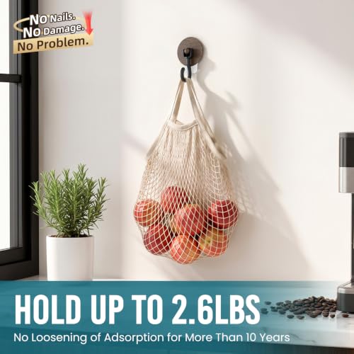 Image of TAILI Adhesive Ceiling Hooks for Hanging Plants, No-Drill 4 Pack Wood Grain