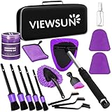 Viewsun Windshield Cleaner Tool, 17Pcs Purple Car Interior Cleaning Kit, Detailing Kit Cleaner, Detailing Brush, Cleaning Gel, Inside Cleaning Supplies Accessories for Trucks, SUVs, RVs Window