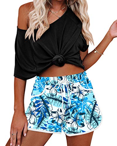 Image of For G and PL Women Summer Floral Beach Boardshorts with Pockets Swim Trunks