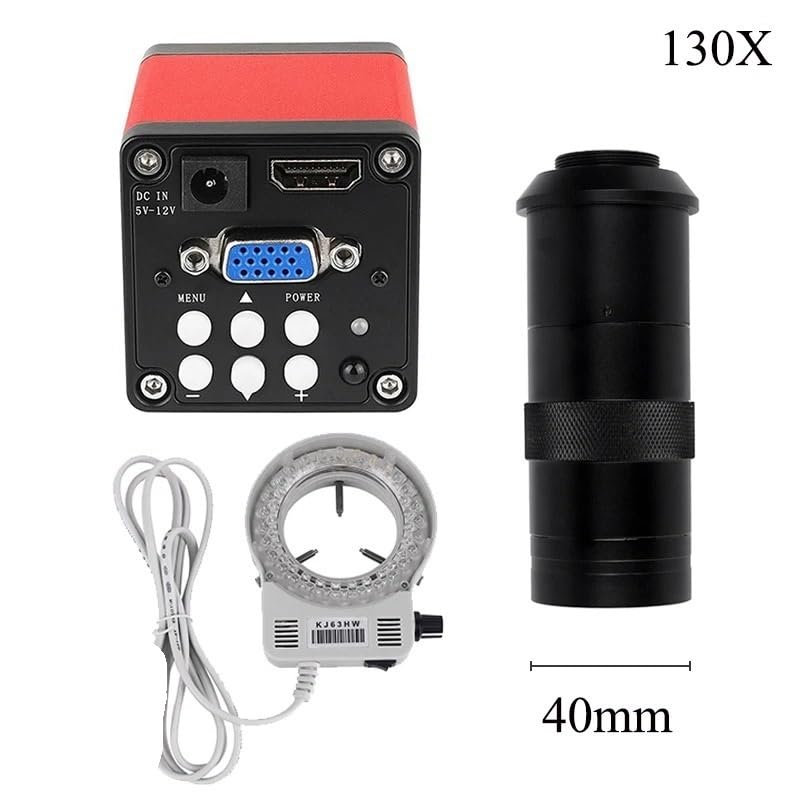Microscope 13MP Monocular Microscope Digital Camera 130X 180X Adjustable Lens 56 LED Light(130X Lens Set)