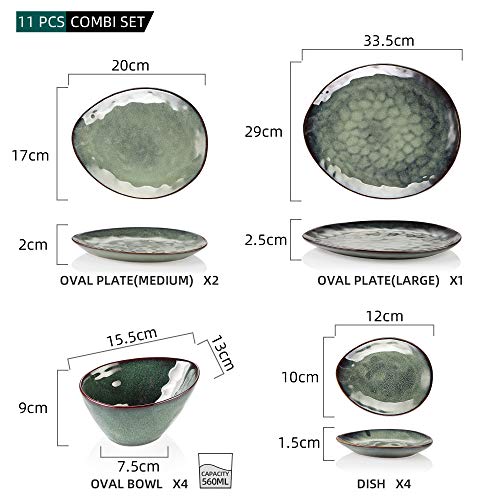 vancasso Starry 11-delige gecombineerde serviesset van aardewerk, serveerborden, serviesset, in vintage look - Image 3